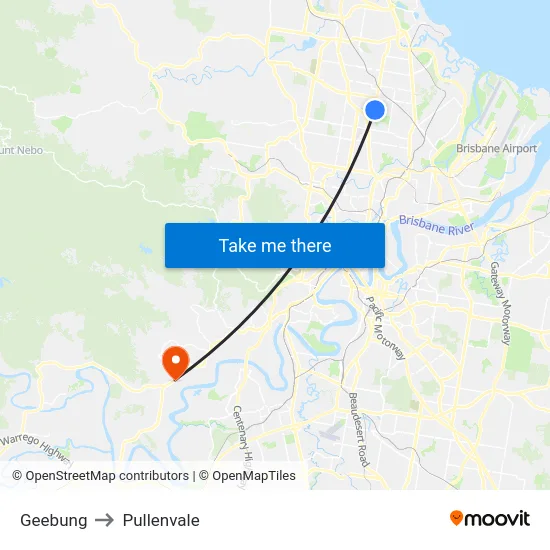 Geebung to Pullenvale map