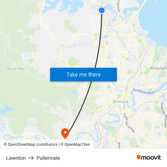 Lawnton to Pullenvale map