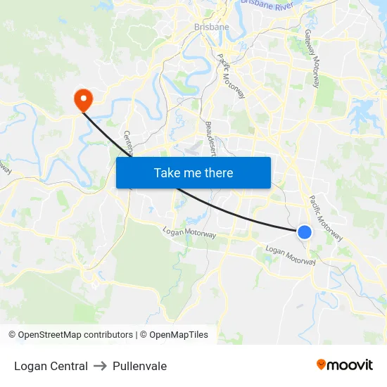 Logan Central to Pullenvale map