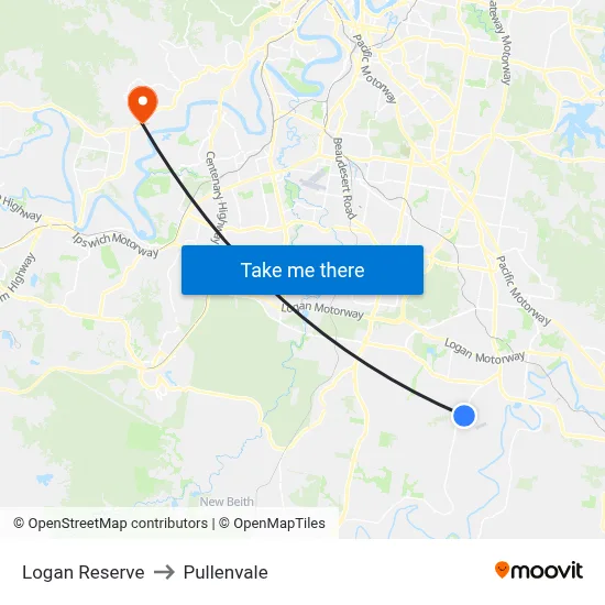 Logan Reserve to Pullenvale map