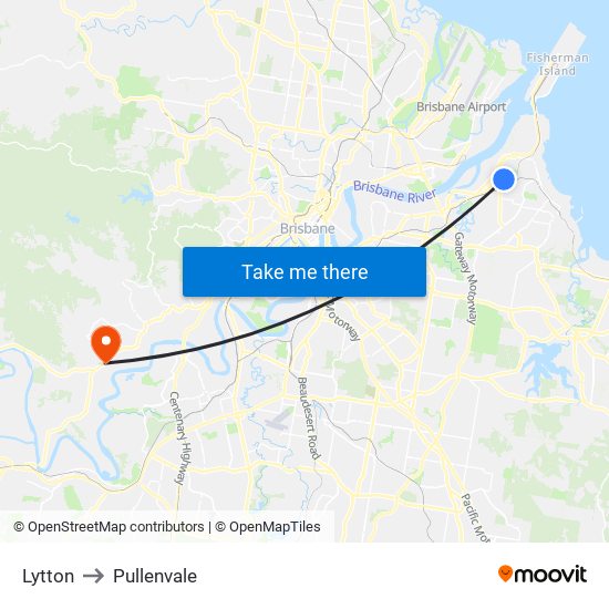 Lytton to Pullenvale map