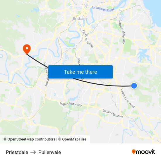 Priestdale to Pullenvale map