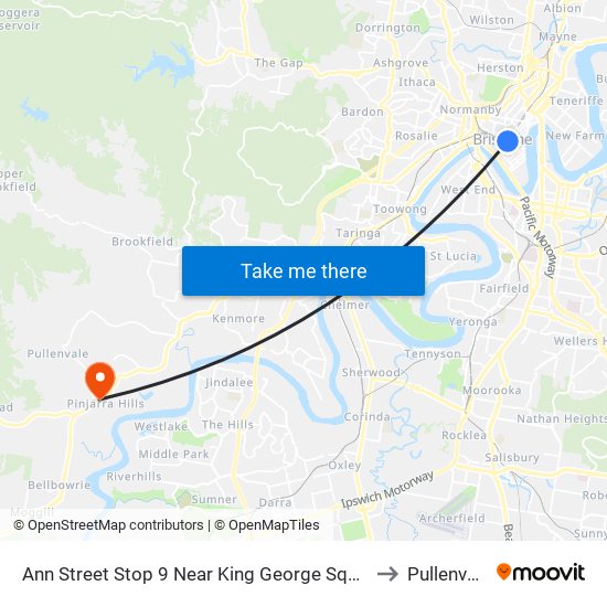 Ann Street Stop 9 Near King George Square to Pullenvale map