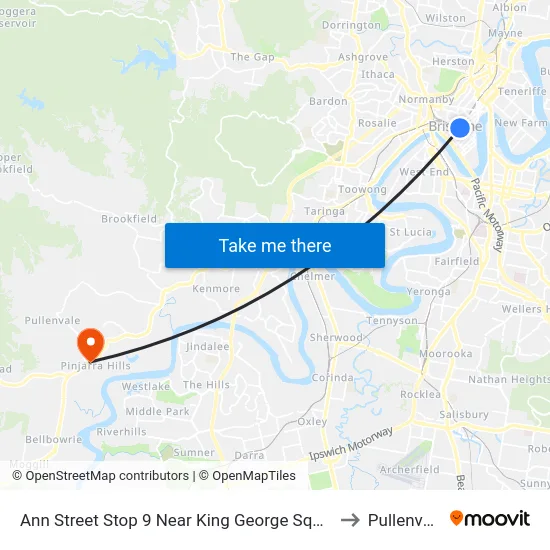 Ann Street Stop 9 Near King George Square to Pullenvale map