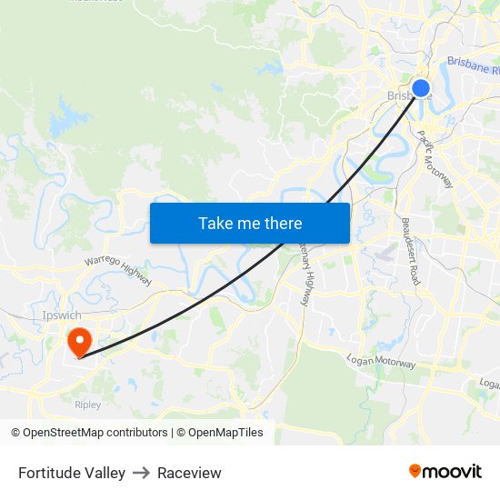 Fortitude Valley to Raceview map