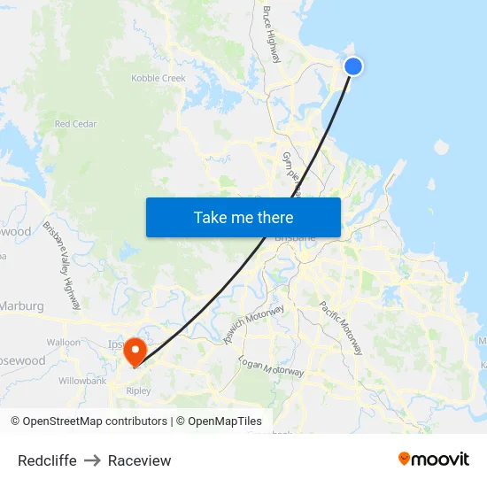 Redcliffe to Raceview map
