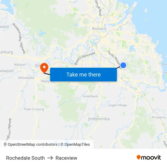 Rochedale South to Raceview map