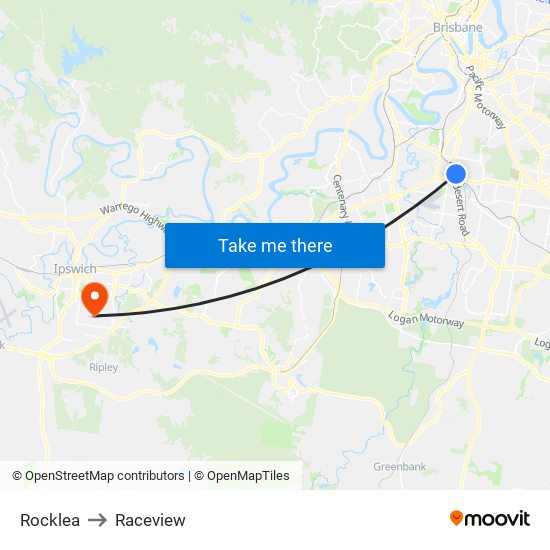 Rocklea to Raceview map