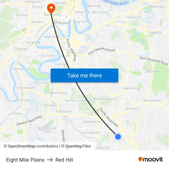 Eight Mile Plains to Red Hill map