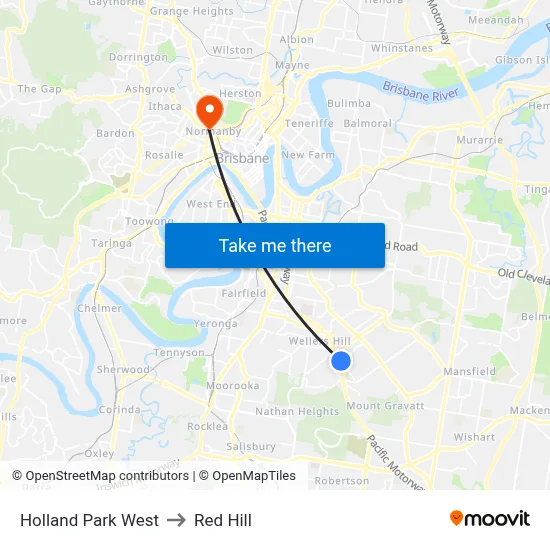 Holland Park West to Red Hill map