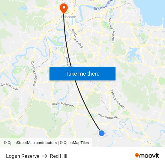 Logan Reserve to Red Hill map