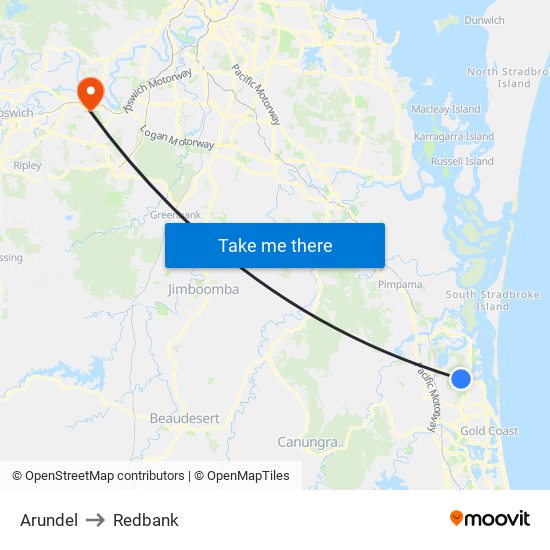 Arundel to Redbank map