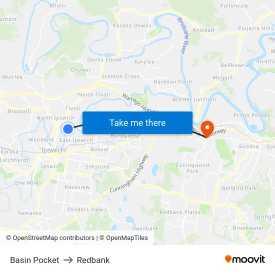 Basin Pocket to Redbank map