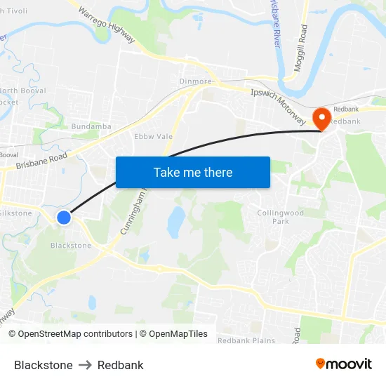 Blackstone to Redbank map