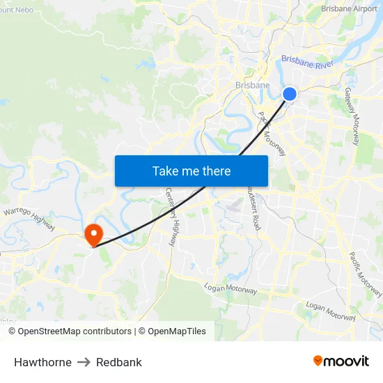 Hawthorne to Redbank map