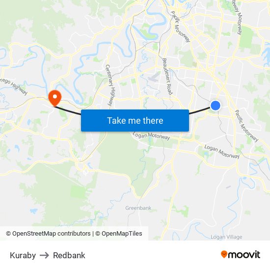 Kuraby to Redbank map