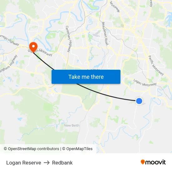 Logan Reserve to Redbank map