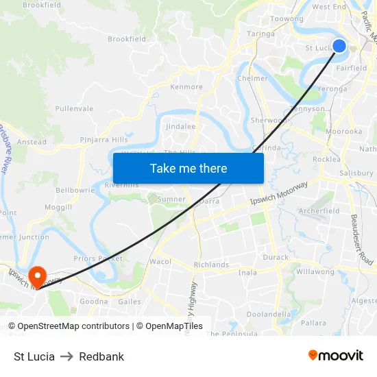 St Lucia to Redbank map