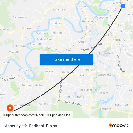 Annerley to Redbank Plains map