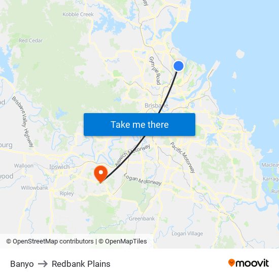 Banyo to Redbank Plains map