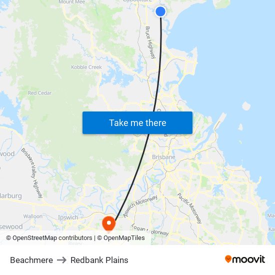 Beachmere to Redbank Plains map
