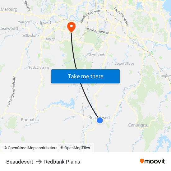Beaudesert to Redbank Plains map
