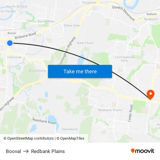 Booval to Redbank Plains map
