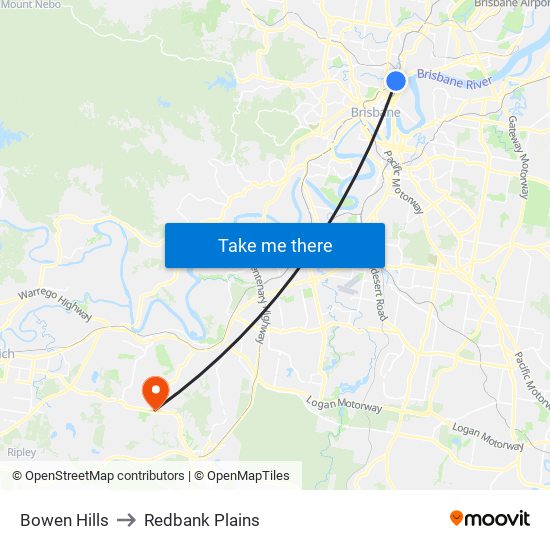 Bowen Hills to Redbank Plains map