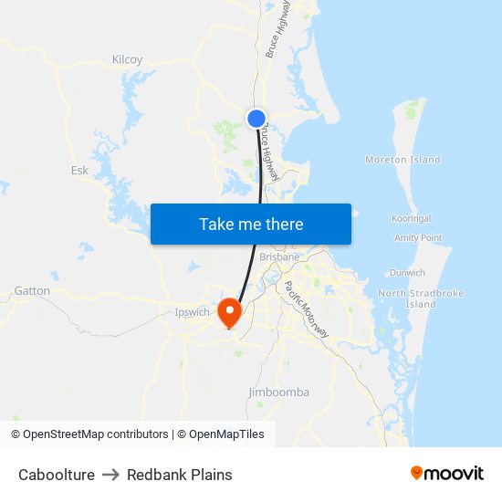 Caboolture to Redbank Plains map
