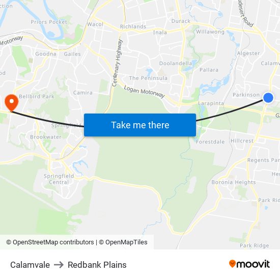 Calamvale to Redbank Plains map