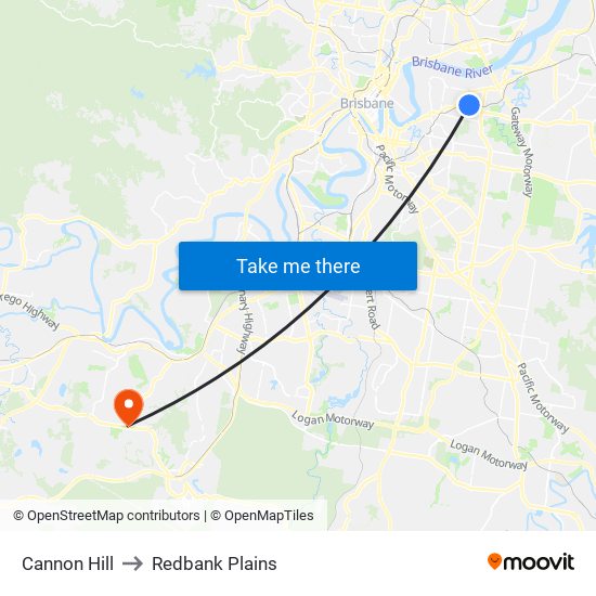 Cannon Hill to Redbank Plains map