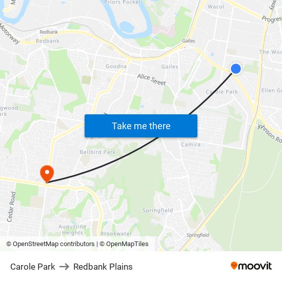 Carole Park to Redbank Plains map