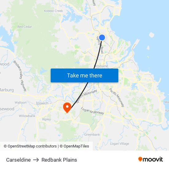 Carseldine to Redbank Plains map