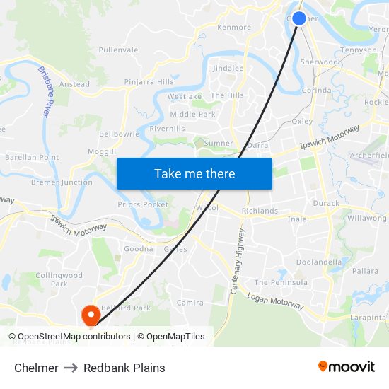 Chelmer to Redbank Plains map