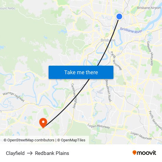 Clayfield to Redbank Plains map