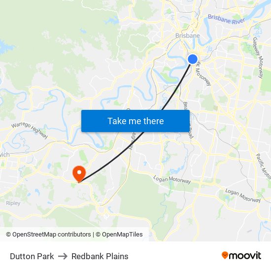 Dutton Park to Redbank Plains map