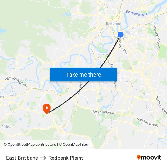 East Brisbane to Redbank Plains map