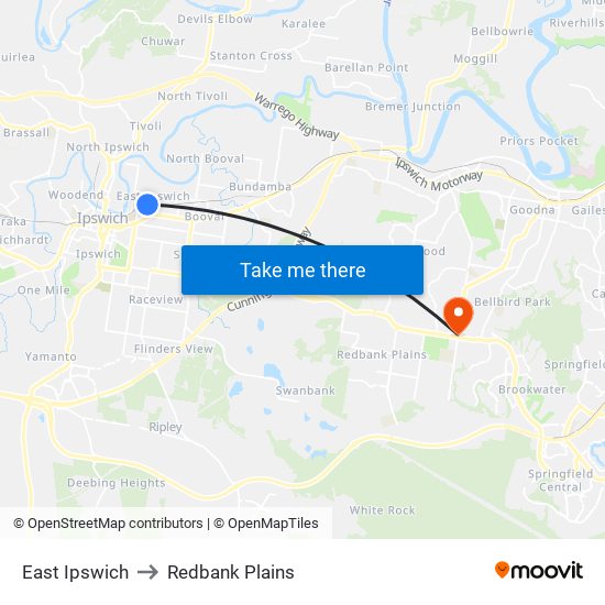 East Ipswich to Redbank Plains map