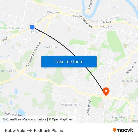 Ebbw Vale to Redbank Plains map