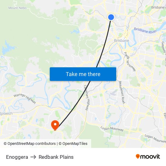 Enoggera to Redbank Plains map