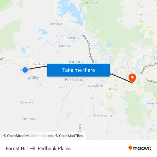 Forest Hill to Redbank Plains map