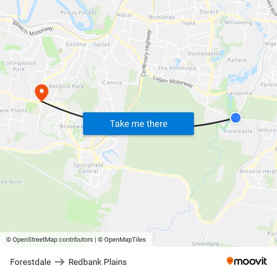 Forestdale to Redbank Plains map