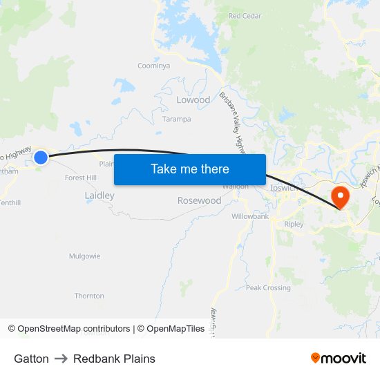 Gatton to Redbank Plains map