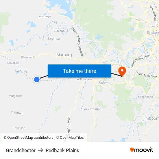 Grandchester to Redbank Plains map