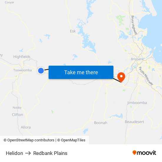 Helidon to Redbank Plains map