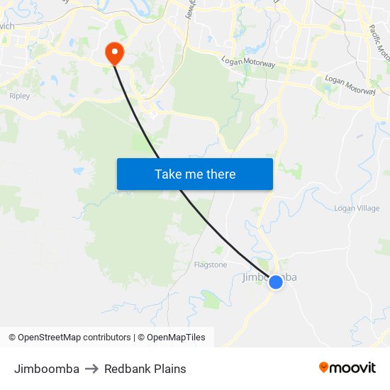 Jimboomba to Redbank Plains map