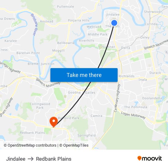 Jindalee to Redbank Plains map