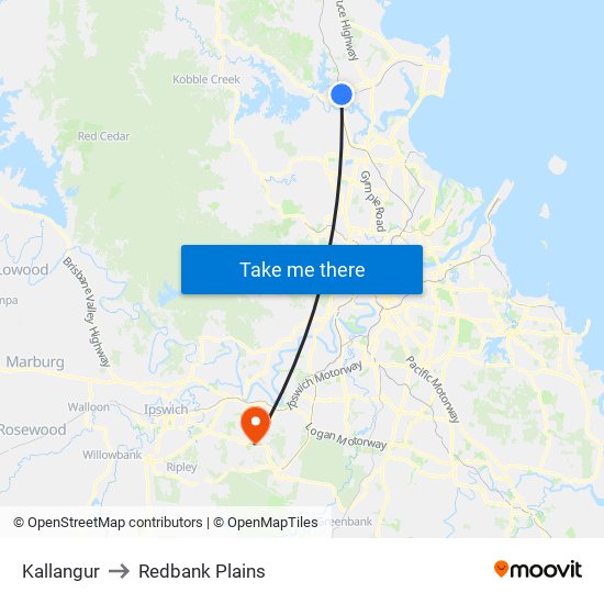 Kallangur to Redbank Plains map