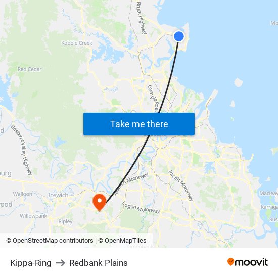 Kippa-Ring to Redbank Plains map
