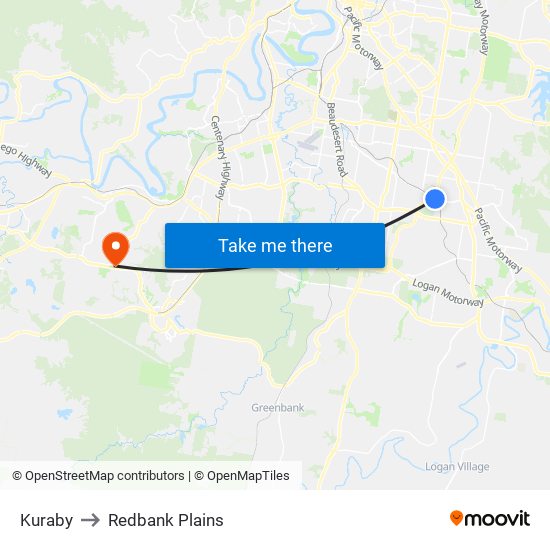 Kuraby to Redbank Plains map